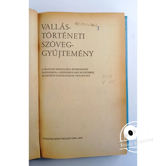 Vallástörténeti szöveggyűjtemény